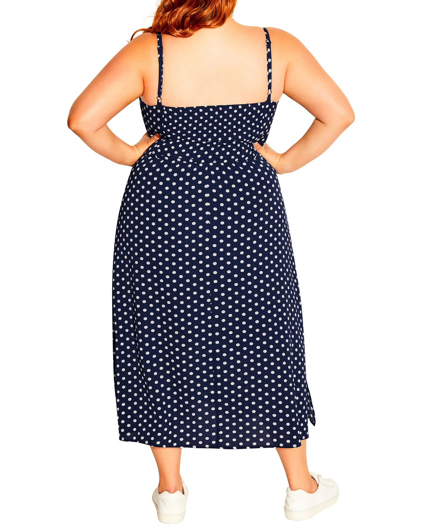 Freya Retro Dotted Swing Dress | Navy / White