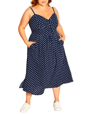 Freya Retro Dotted Swing Dress | Navy / White