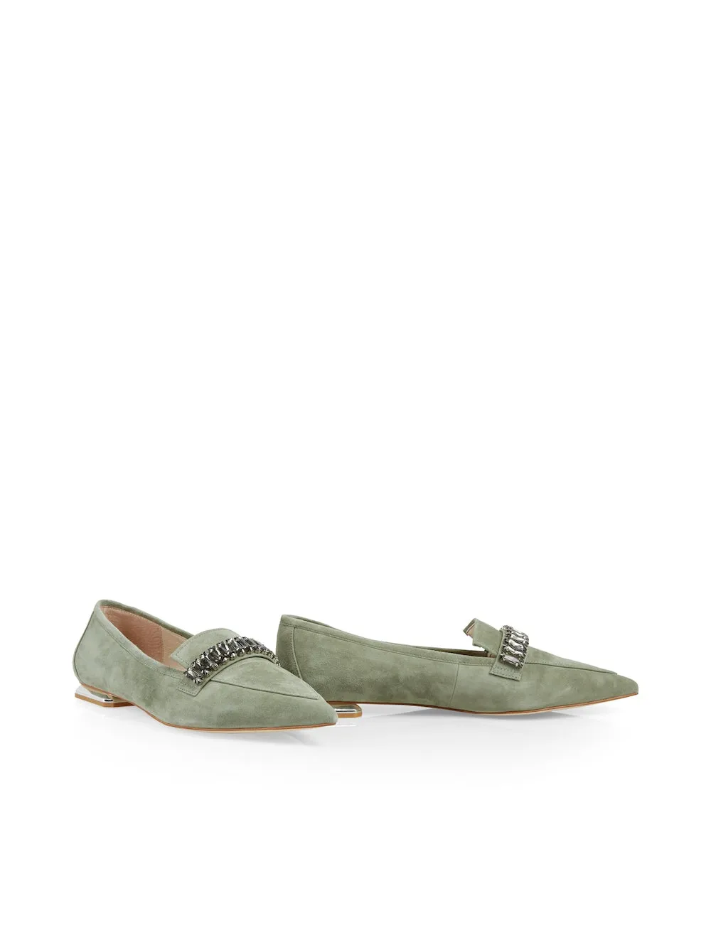 Frozen Sage Flat Shoe With Rhinestone Clasp