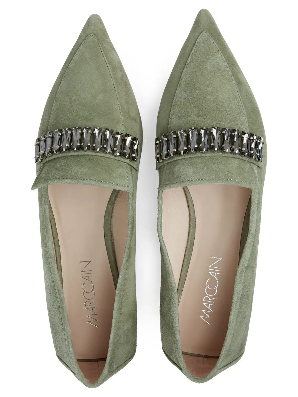 Frozen Sage Flat Shoe With Rhinestone Clasp