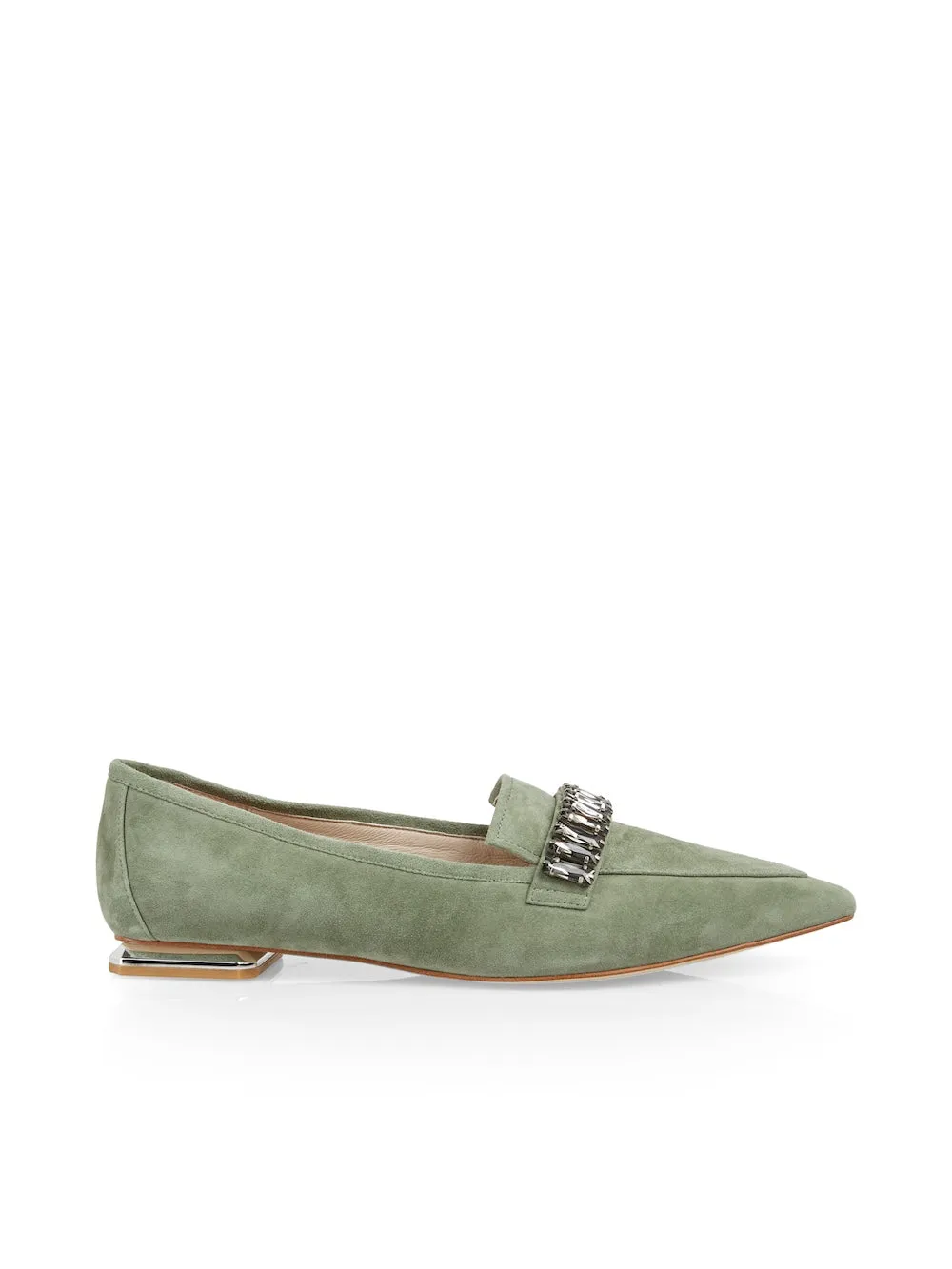 Frozen Sage Flat Shoe With Rhinestone Clasp