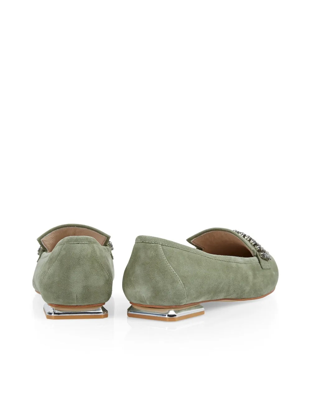 Frozen Sage Flat Shoe With Rhinestone Clasp