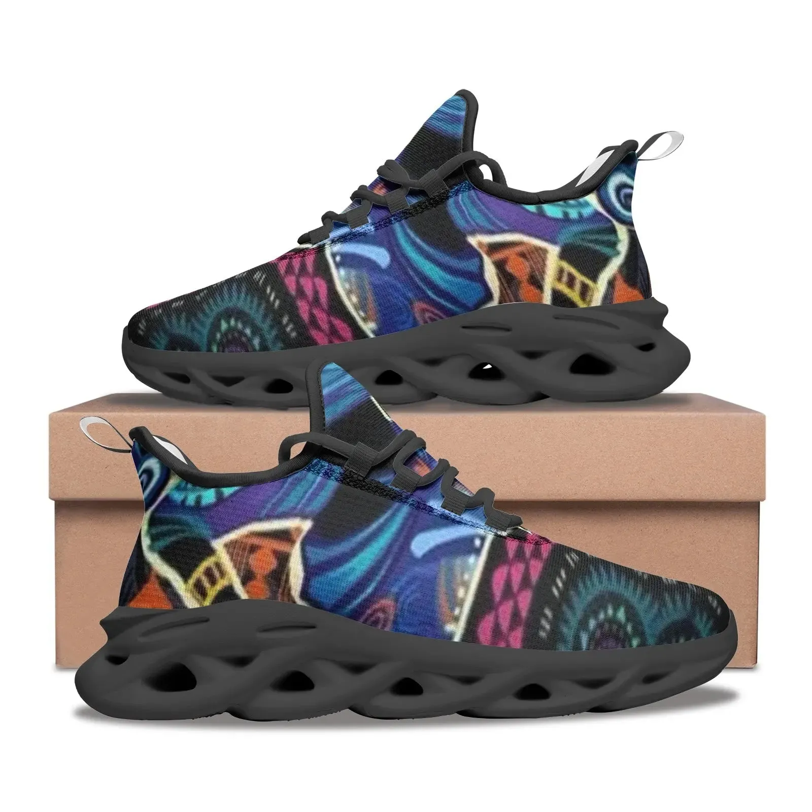 FZ African Print Unisex Bounce Mesh Knit Sneakers