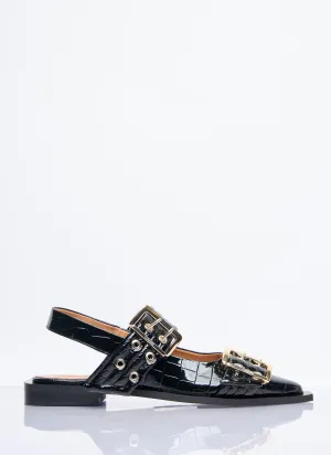 Ganni Feminine Buckle Ballerina Flats