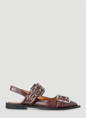GANNI Wide Buckle Ballerina Flats