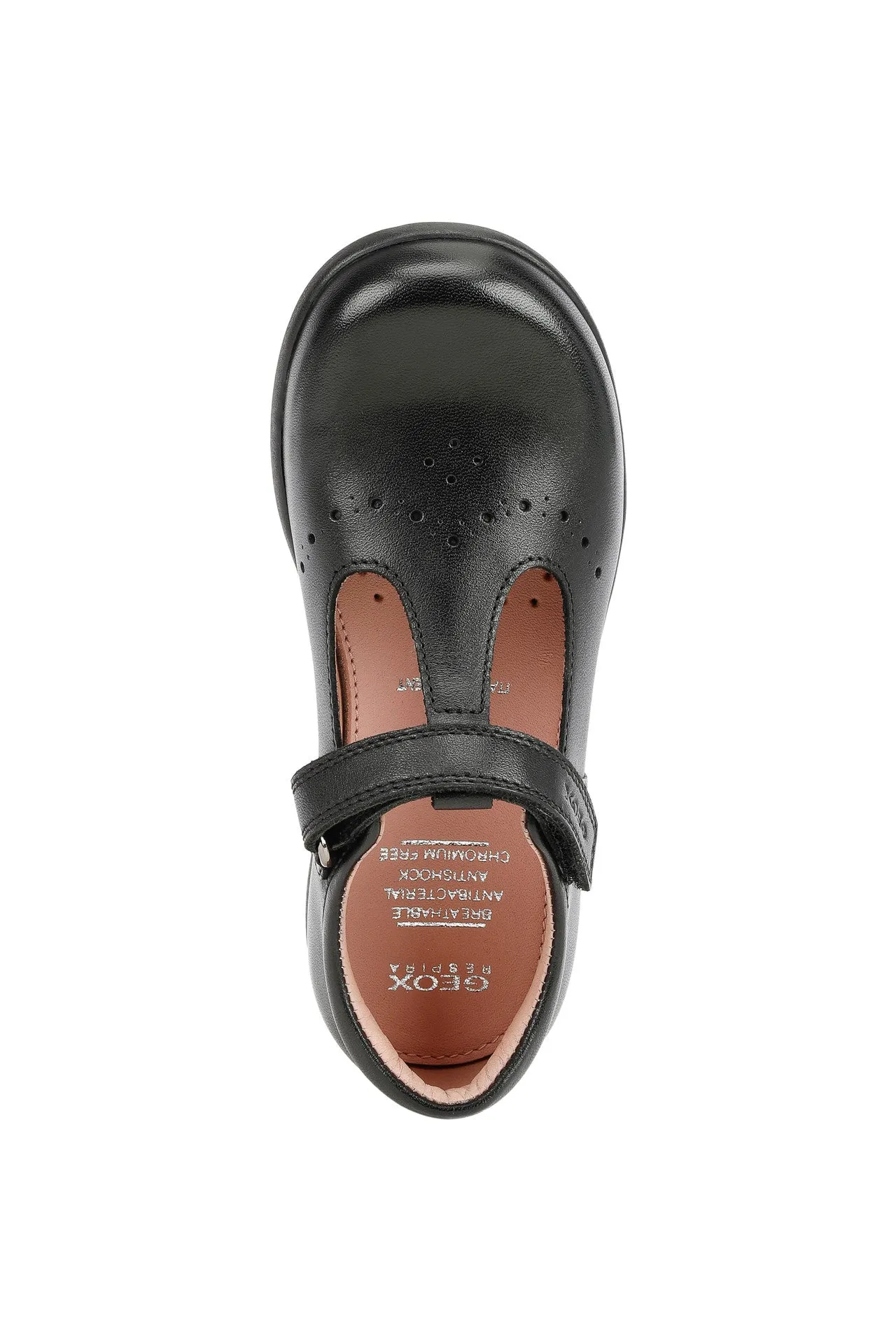 Geox Naimara Girls T-Bar Black School Shoe
