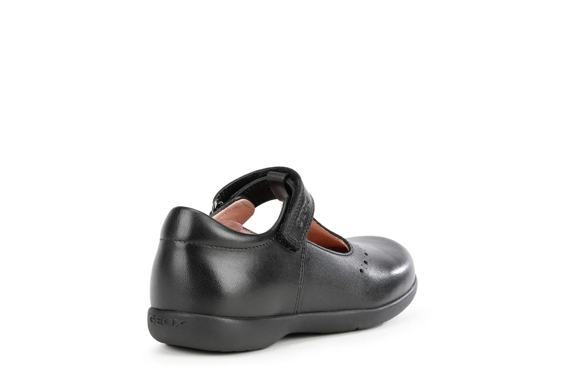 Geox Naimara Girls T-Bar Black School Shoe