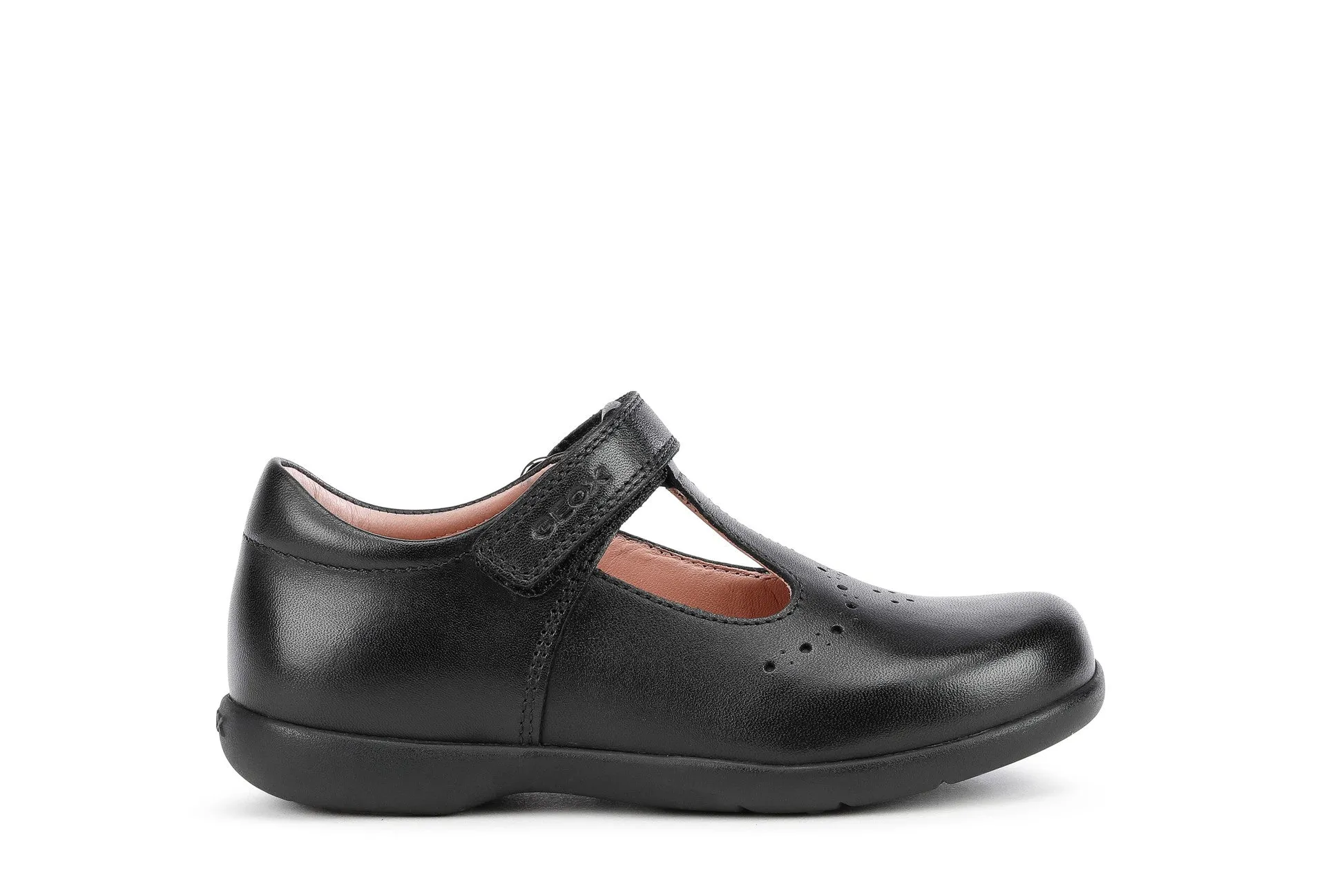 Geox Naimara Girls T-Bar Black School Shoe