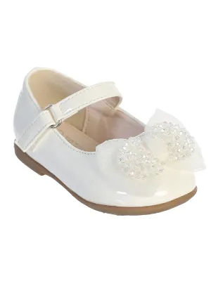 Girls Ivory Crystal Bow Mary Jane Dress Shoes 1 Baby-8 Toddler