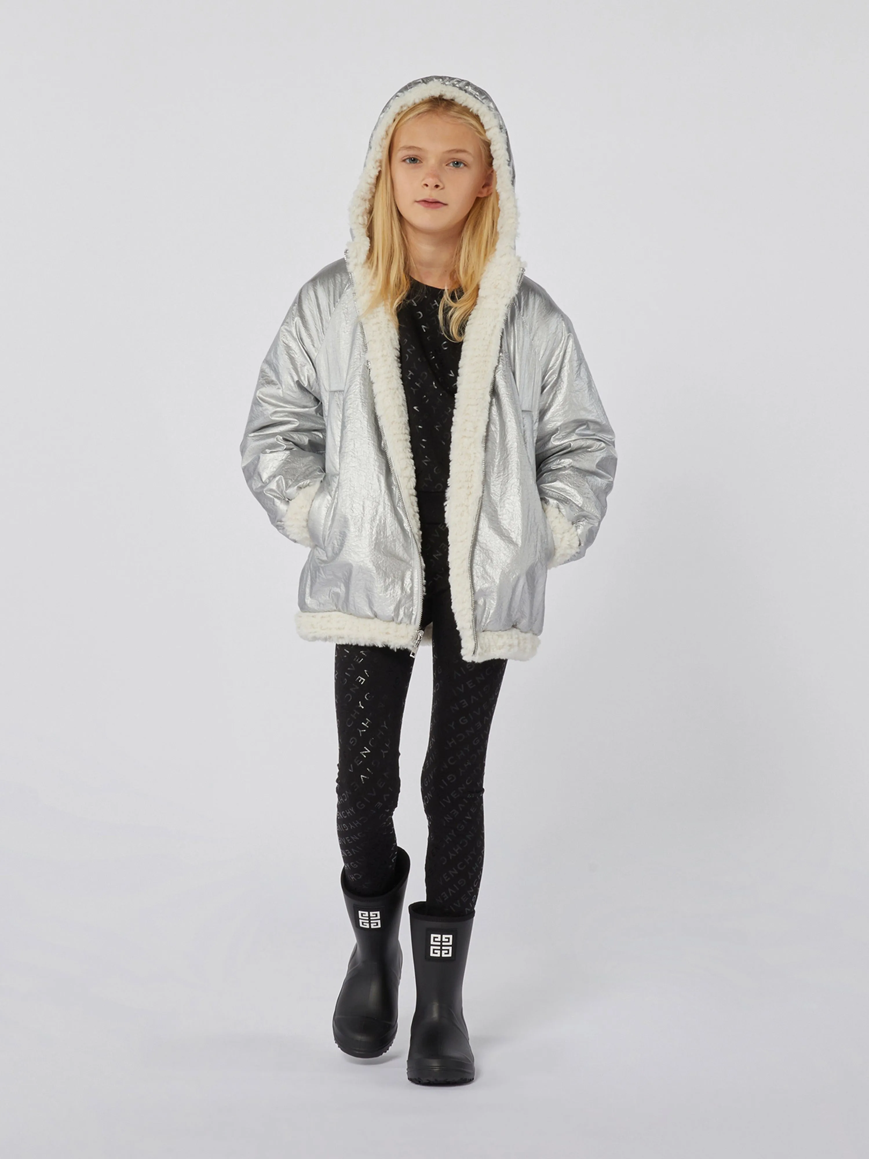 Givenchy Girls Logo Rain Boots in Black