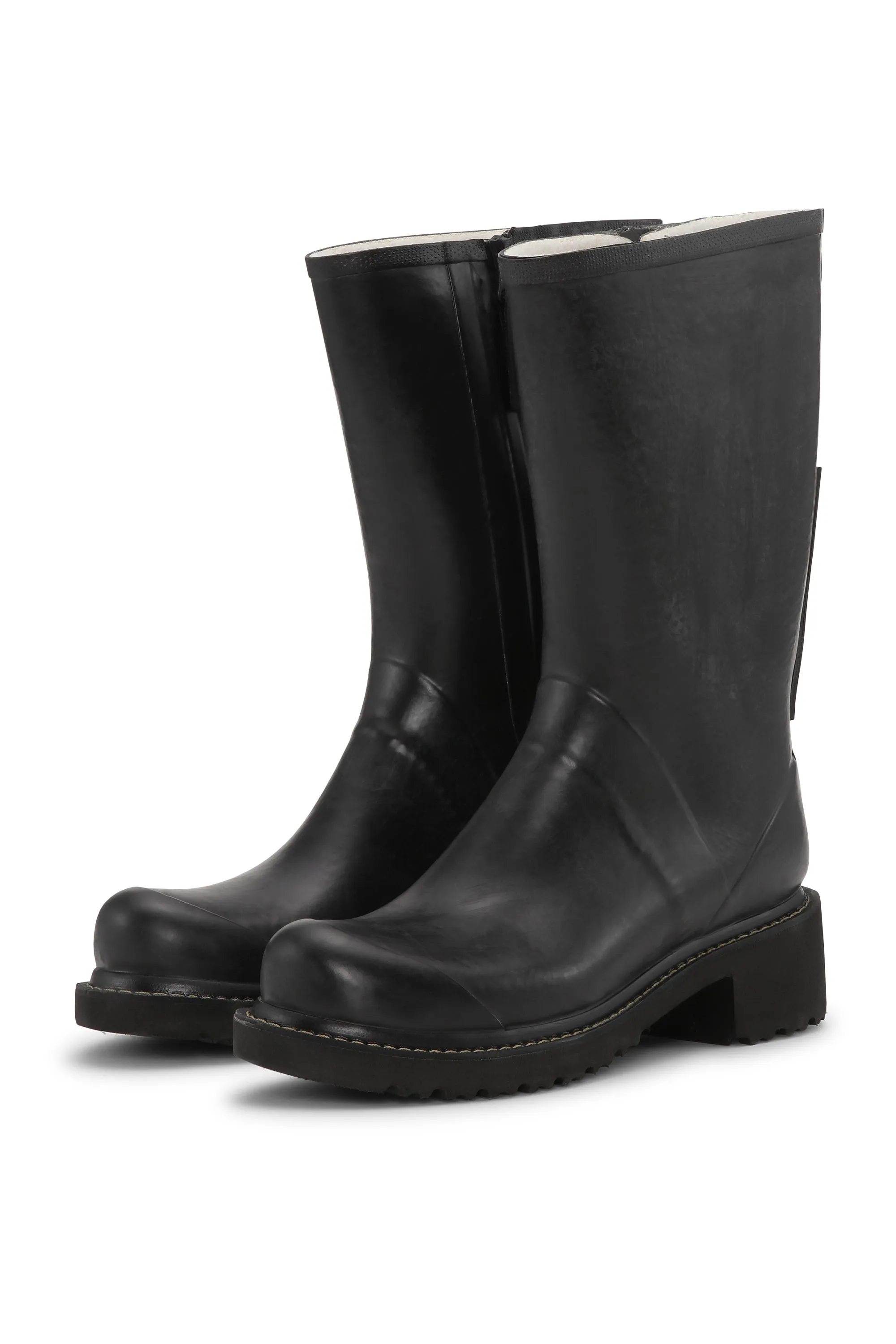 Halbhohe Gummistiefel Mit Reißverschluss - Black