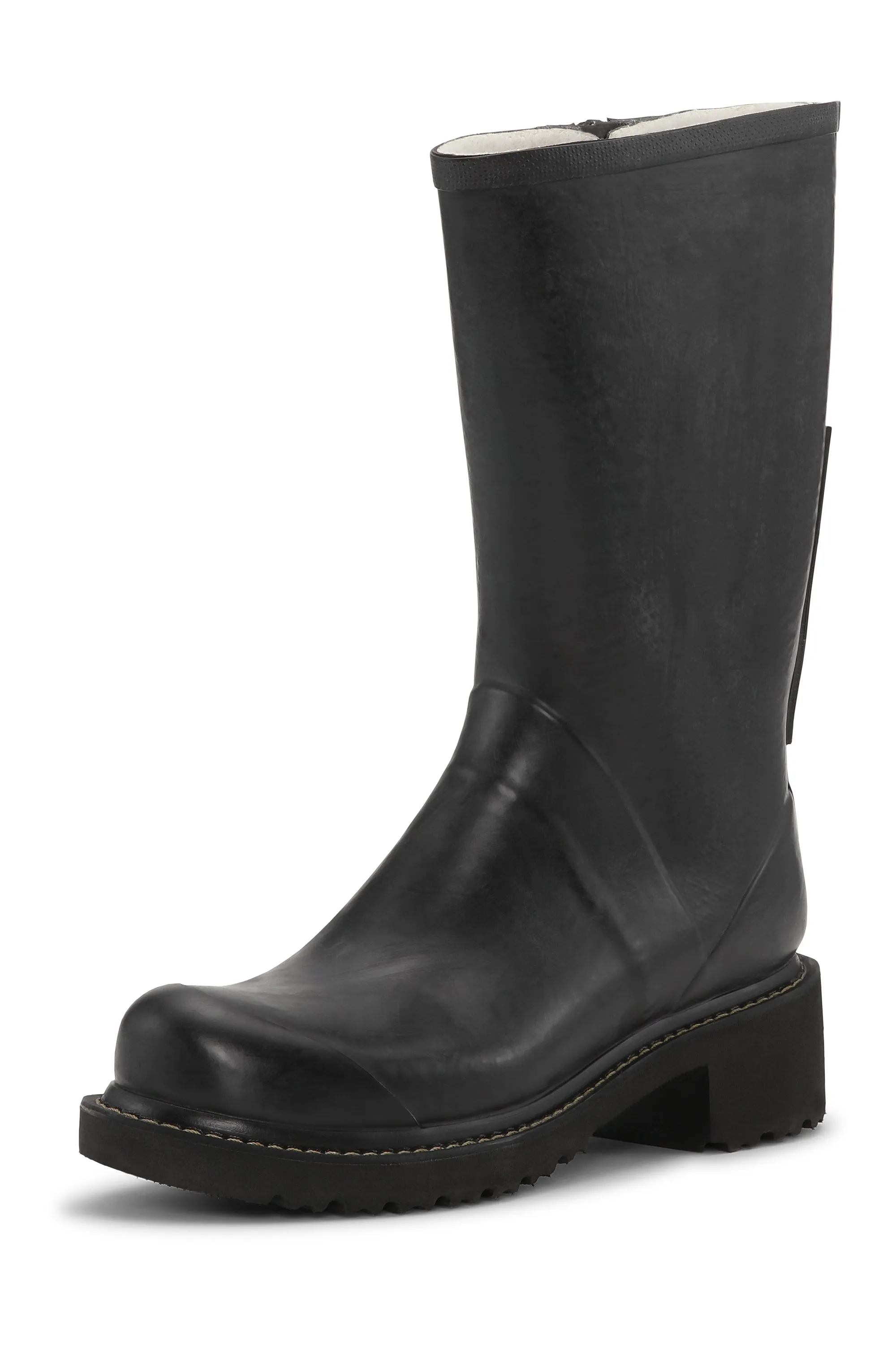 Halbhohe Gummistiefel Mit Reißverschluss - Black