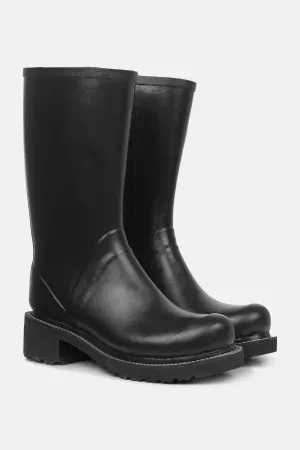 Halbhohe Gummistiefel Mit Reißverschluss - Black