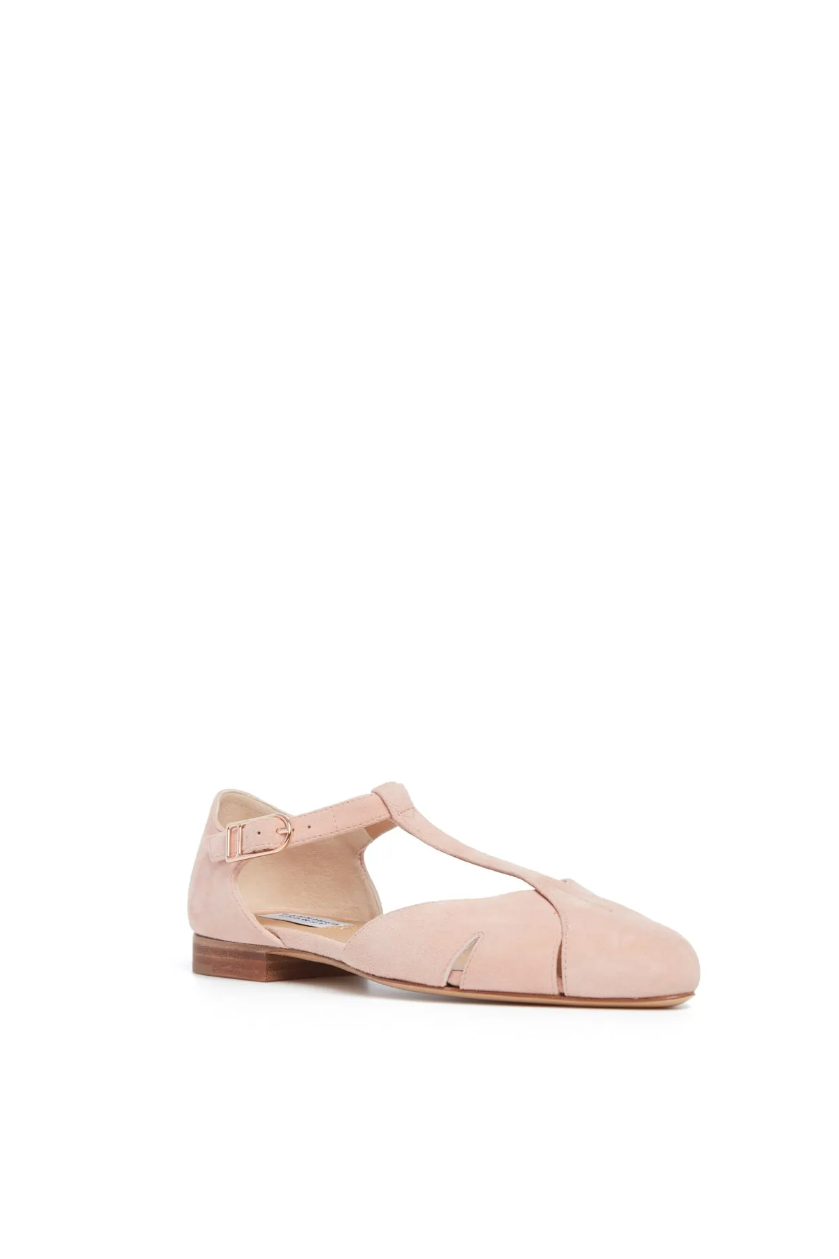 Harlow Ballerina Flat Shoe in Blush Suede