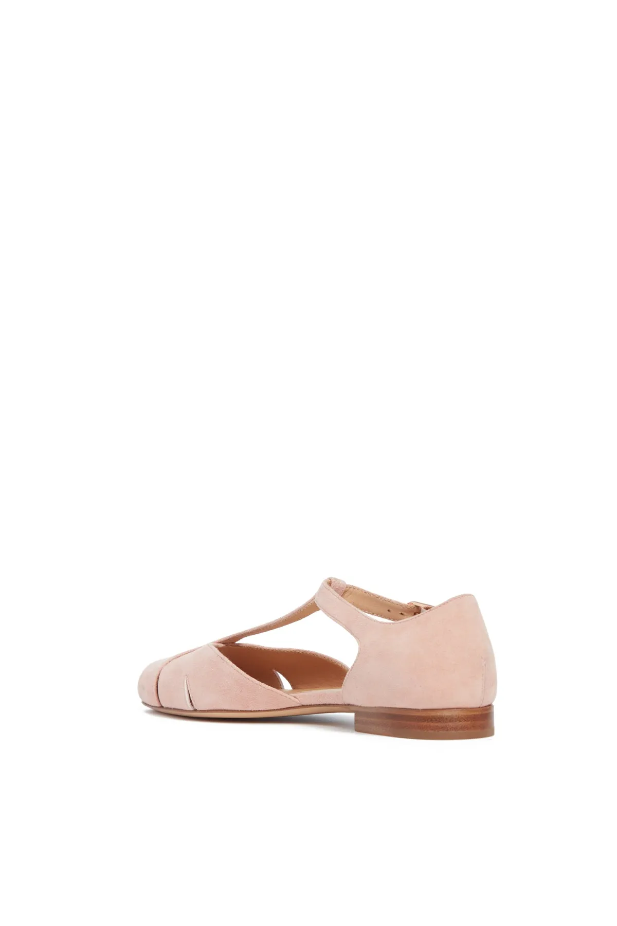 Harlow Ballerina Flat Shoe in Blush Suede