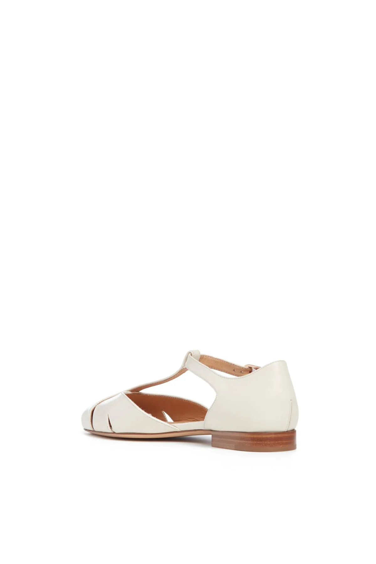 Harlow Ballerina Flat Shoe in Cream Leather