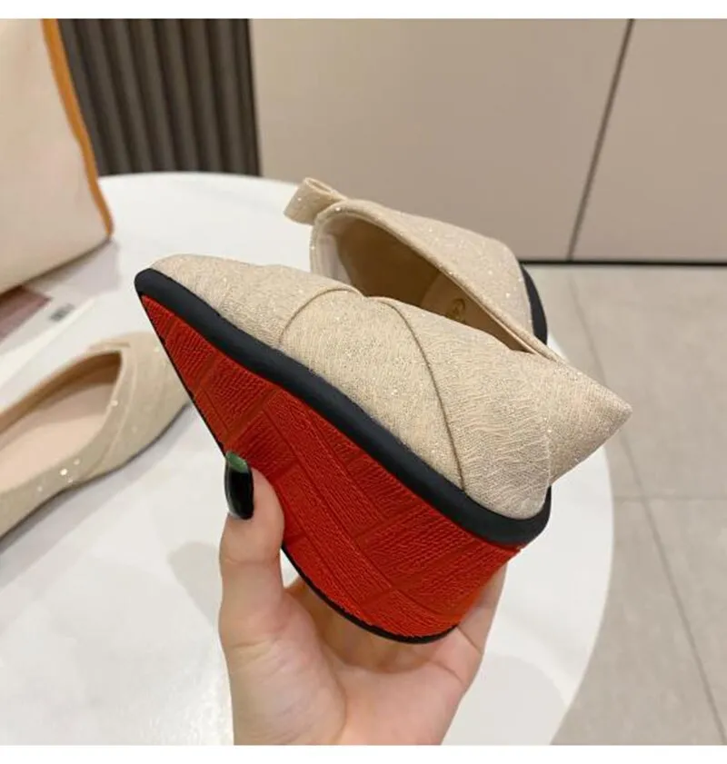 Hnzxzm Fashion Flats for Women Single Shoes Elegant Office Lady Shoes Pointed toe Ballets Women Flats Black Plus Size 41 A4320