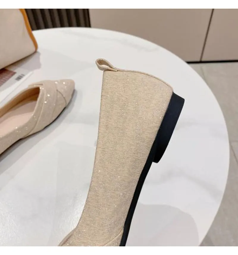 Hnzxzm Fashion Flats for Women Single Shoes Elegant Office Lady Shoes Pointed toe Ballets Women Flats Black Plus Size 41 A4320