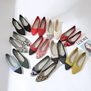Hnzxzm New Braided Brief Shoes Women Soft Bottom Shallow Pointed Toe Elasticity Flat Bottom Solid Color Hollow Korean Light Loafers