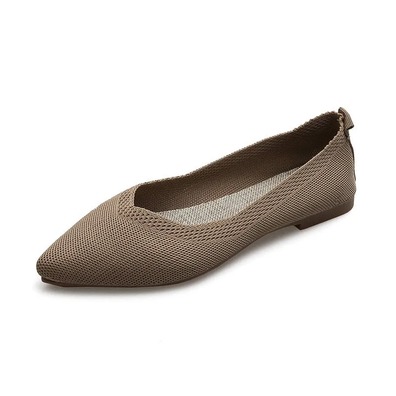 Hnzxzm New Braided Brief Shoes Women Soft Bottom Shallow Pointed Toe Elasticity Flat Bottom Solid Color Hollow Korean Light Loafers