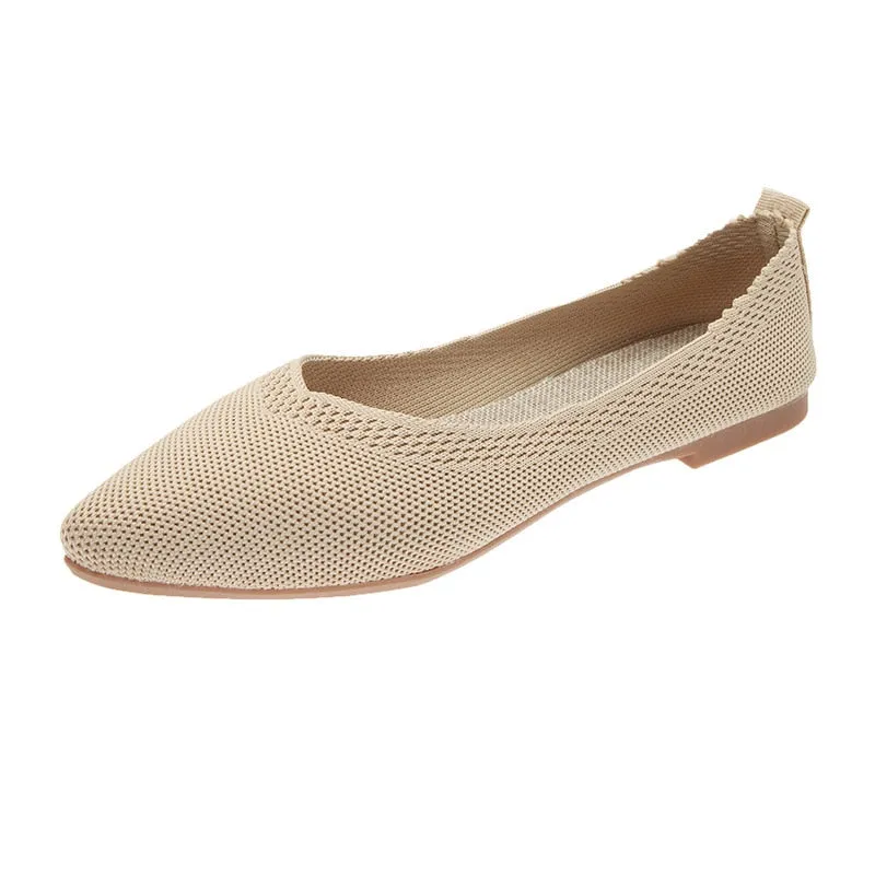 Hnzxzm New Braided Brief Shoes Women Soft Bottom Shallow Pointed Toe Elasticity Flat Bottom Solid Color Hollow Korean Light Loafers