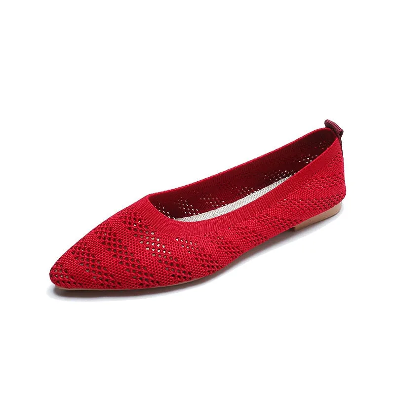 Hnzxzm New Braided Brief Shoes Women Soft Bottom Shallow Pointed Toe Elasticity Flat Bottom Solid Color Hollow Korean Light Loafers