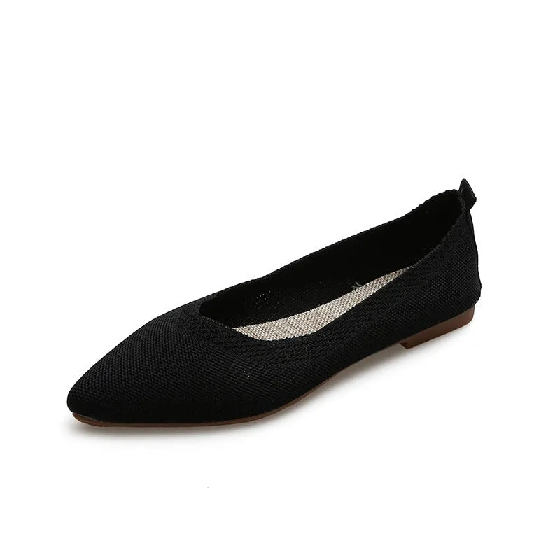 Hnzxzm New Braided Brief Shoes Women Soft Bottom Shallow Pointed Toe Elasticity Flat Bottom Solid Color Hollow Korean Light Loafers