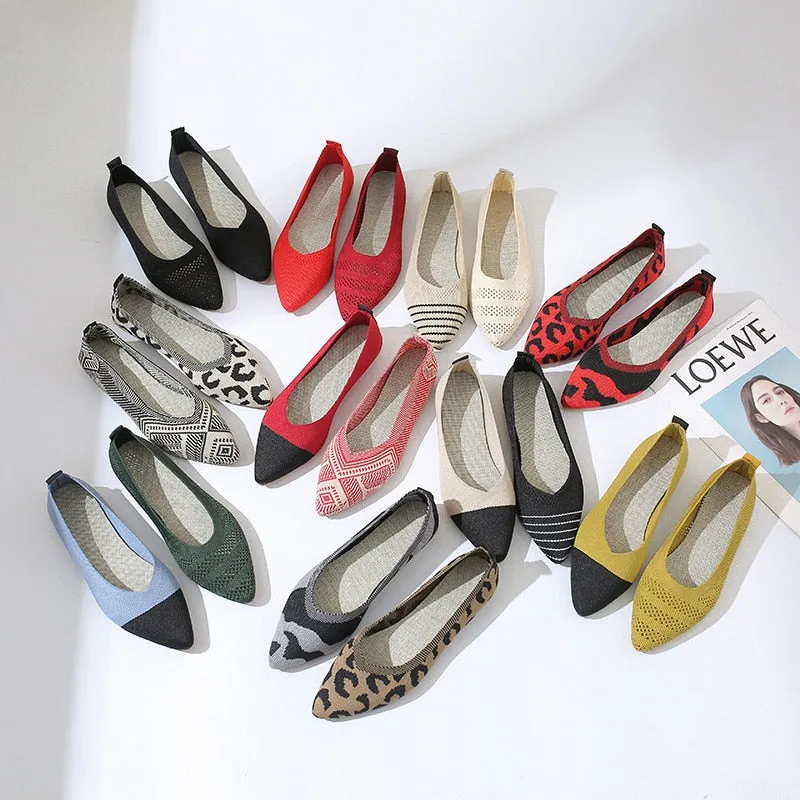 Hnzxzm New Braided Brief Shoes Women Soft Bottom Shallow Pointed Toe Elasticity Flat Bottom Solid Color Hollow Korean Light Loafers