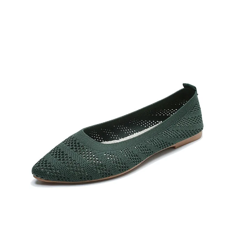 Hnzxzm New Braided Brief Shoes Women Soft Bottom Shallow Pointed Toe Elasticity Flat Bottom Solid Color Hollow Korean Light Loafers