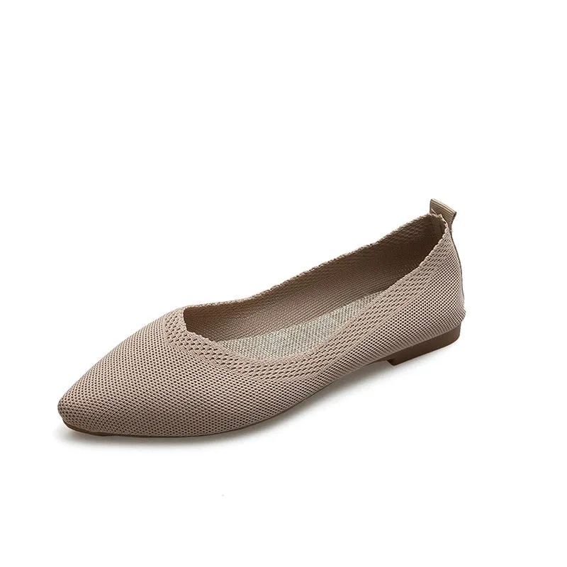 Hnzxzm New Braided Brief Shoes Women Soft Bottom Shallow Pointed Toe Elasticity Flat Bottom Solid Color Hollow Korean Light Loafers