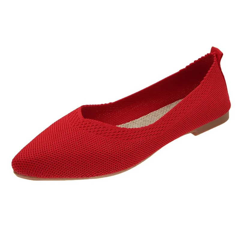 Hnzxzm New Braided Brief Shoes Women Soft Bottom Shallow Pointed Toe Elasticity Flat Bottom Solid Color Hollow Korean Light Loafers