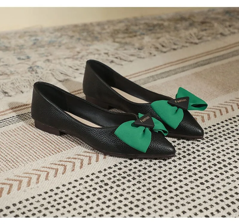 Hnzxzm Spring Summer Fashion Flats for Women Single Shoes Pointed toe Office Lady Boat Shoes Ladies Ballet Flats Plus Size 42 A4753