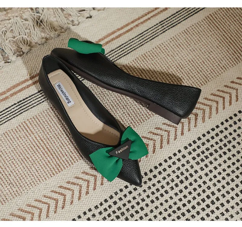 Hnzxzm Spring Summer Fashion Flats for Women Single Shoes Pointed toe Office Lady Boat Shoes Ladies Ballet Flats Plus Size 42 A4753