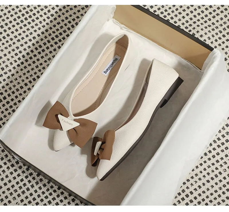 Hnzxzm Spring Summer Fashion Flats for Women Single Shoes Pointed toe Office Lady Boat Shoes Ladies Ballet Flats Plus Size 42 A4753