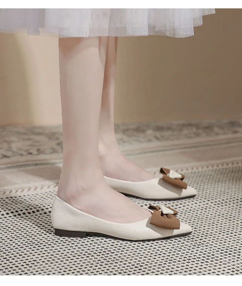 Hnzxzm Spring Summer Fashion Flats for Women Single Shoes Pointed toe Office Lady Boat Shoes Ladies Ballet Flats Plus Size 42 A4753