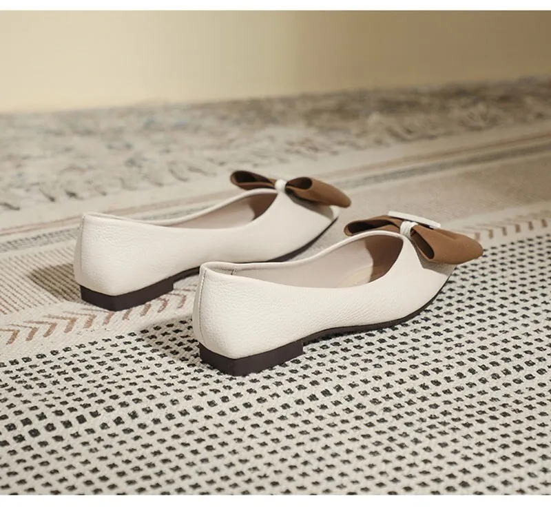 Hnzxzm Spring Summer Fashion Flats for Women Single Shoes Pointed toe Office Lady Boat Shoes Ladies Ballet Flats Plus Size 42 A4753
