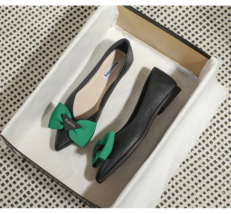 Hnzxzm Spring Summer Fashion Flats for Women Single Shoes Pointed toe Office Lady Boat Shoes Ladies Ballet Flats Plus Size 42 A4753