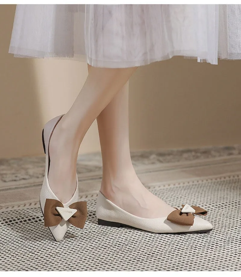 Hnzxzm Spring Summer Fashion Flats for Women Single Shoes Pointed toe Office Lady Boat Shoes Ladies Ballet Flats Plus Size 42 A4753