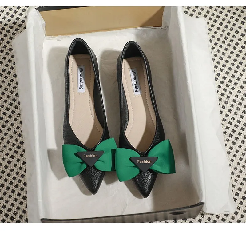 Hnzxzm Spring Summer Fashion Flats for Women Single Shoes Pointed toe Office Lady Boat Shoes Ladies Ballet Flats Plus Size 42 A4753