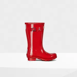 Hunter Military Red Original Kids Gloss Rain Boot