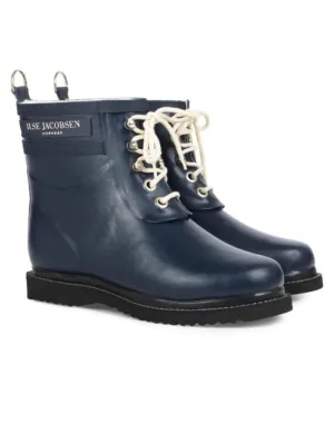 Ilse Jacobsen T Short Rubber Lace Up Wellington Boots Navy Dark Indigo RUB2 660
