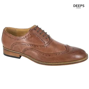 JAYDEN MEN'S LACE UP SMART CASUAL FORMAL WEDDING DRESS SHOE BROWN