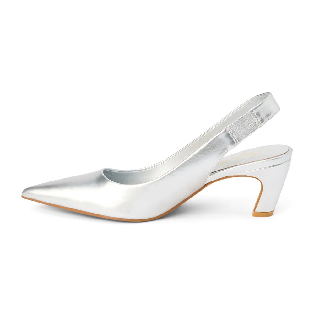Leona Metallic Pointed Toe Sling Back Pumps