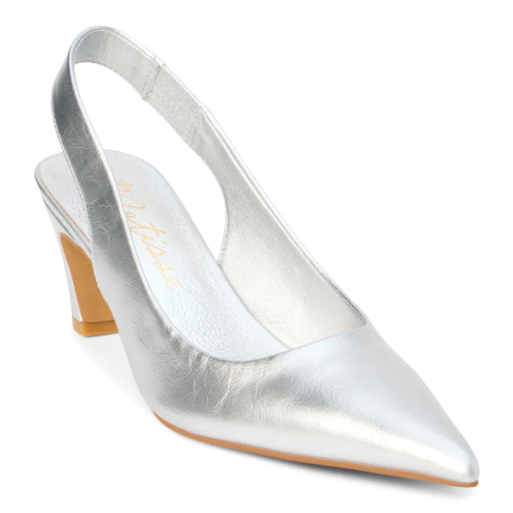 Leona Metallic Pointed Toe Sling Back Pumps