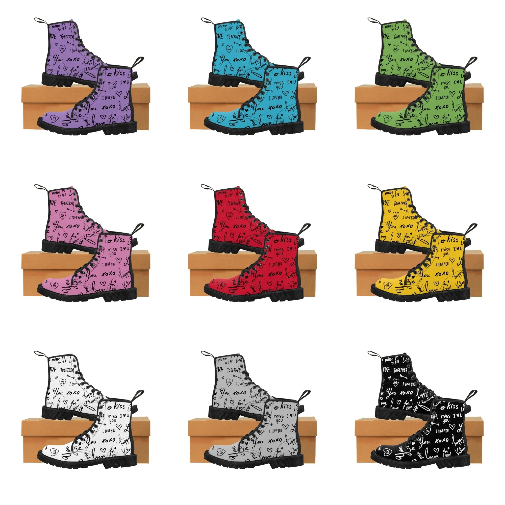 Love Notes on colored Canvas Boots,Kid/Adult Shoes/Boots,Gift for Christmas/Thanksgiving/Birthday/Couple Gifts,Graduation/Valentine Gifts