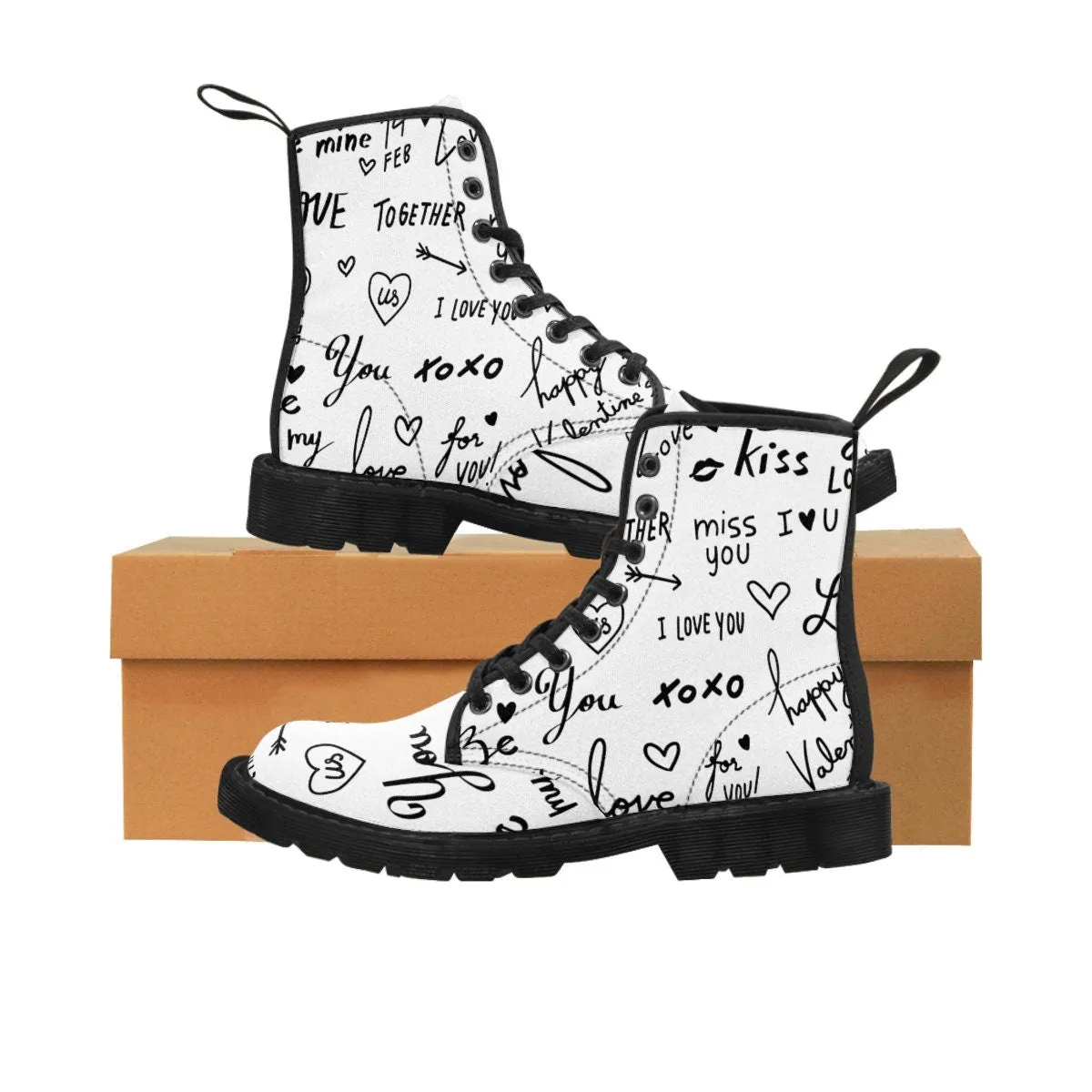 Love Notes on colored Canvas Boots,Kid/Adult Shoes/Boots,Gift for Christmas/Thanksgiving/Birthday/Couple Gifts,Graduation/Valentine Gifts