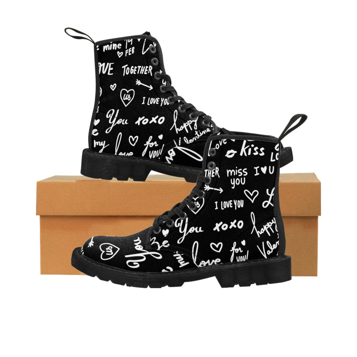 Love Notes on colored Canvas Boots,Kid/Adult Shoes/Boots,Gift for Christmas/Thanksgiving/Birthday/Couple Gifts,Graduation/Valentine Gifts
