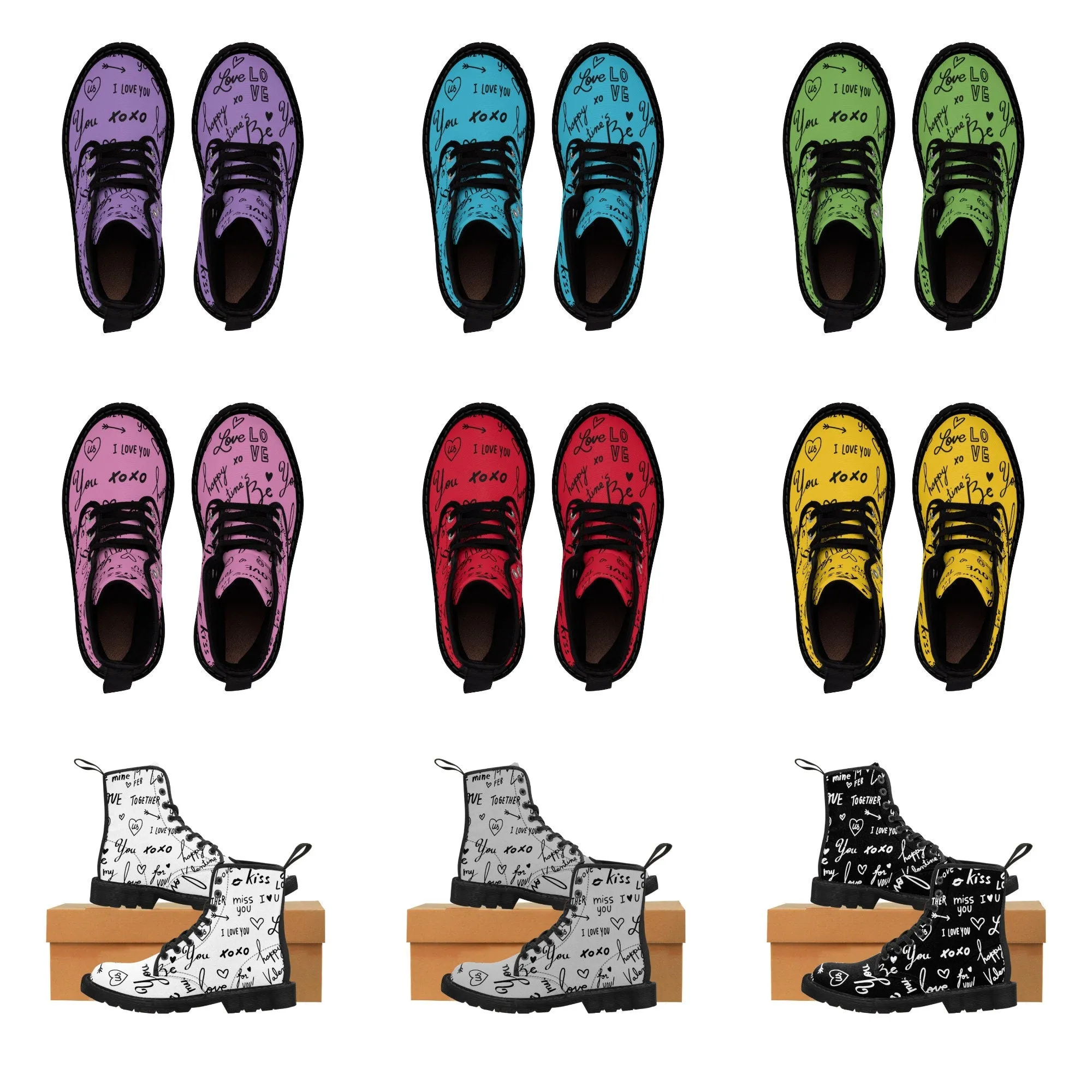 Love Notes on colored Canvas Boots,Kid/Adult Shoes/Boots,Gift for Christmas/Thanksgiving/Birthday/Couple Gifts,Graduation/Valentine Gifts