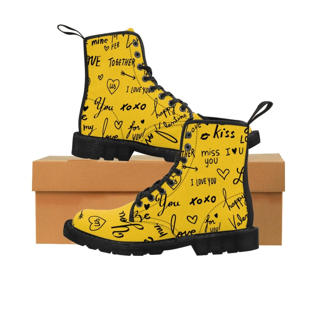 Love Notes on colored Canvas Boots,Kid/Adult Shoes/Boots,Gift for Christmas/Thanksgiving/Birthday/Couple Gifts,Graduation/Valentine Gifts