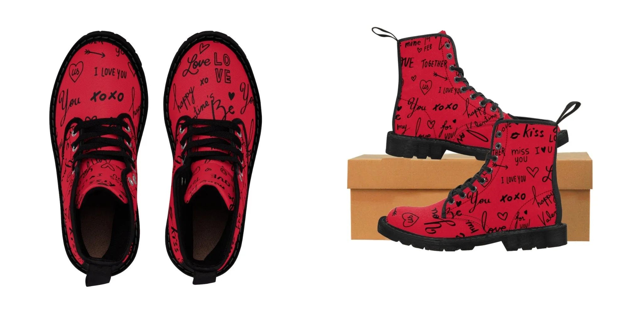 Love Notes on colored Canvas Boots,Kid/Adult Shoes/Boots,Gift for Christmas/Thanksgiving/Birthday/Couple Gifts,Graduation/Valentine Gifts